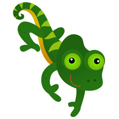 cartoon american happy and funny lizard chameleon