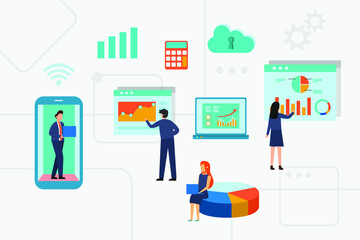 Business Data services flat vector illustration concept for banner, website, illustration, landing page, flyer, etc