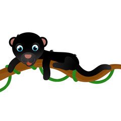 cartoon scene with happy cat puma illustration