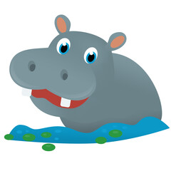 cartoon scene with hippo hippopotamus