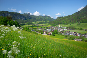 Panoramic view from Unken in Salzburgerland, Austria