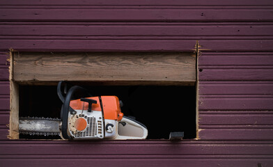 Cut through an old wooden wall