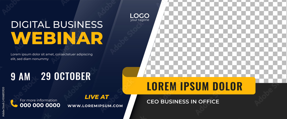 Wall mural horizontal banner design template for webinar invitation and announcement. usable for banner, cover,