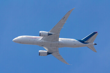 TOKYO, JAPAN - May 25, 2022: The White House press charter plane Boeing 787 took off from Yokota Air Base to Dulles airport.