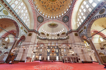 Naklejka premium Interior of the Suleymaniye Mosque, Istanbul, Turkey