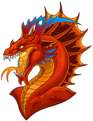 Head of red dragon. Vector illustration isolated