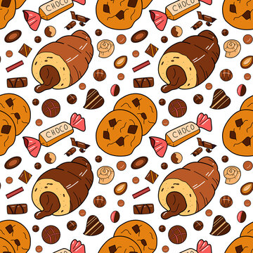 seamless pattern with the image of chocolate sweets