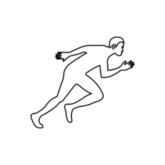 Fototapeta na wymiar Running man black outline icon. Exit symbol. Movement, sport concept. Run. Trendy flat symbol, sign isolated on white used for: illustration, logo, app, design, web, dev, ui, ux, gui. Vector EPS 10