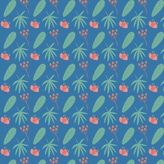 seamless pattern of tropical plants. flowers, leaves