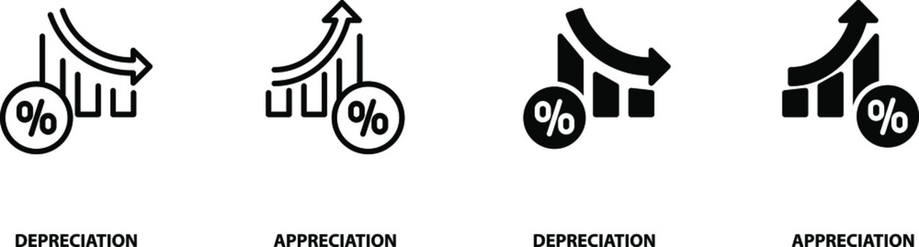 Depreciation and appreciation icon