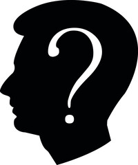 Human face with question mark. Illustration on white