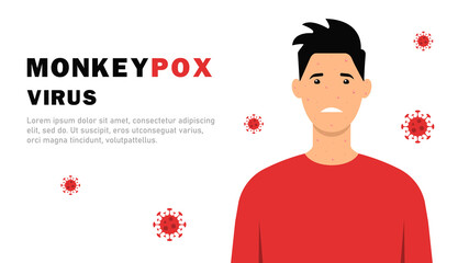 Monkeypox. Infectious disease. Outbreak of MPXV virus. Infected man on a white background. Vector illustration