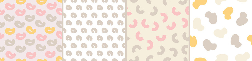 Set of colorful seamless patterns. Bright abstract shapes