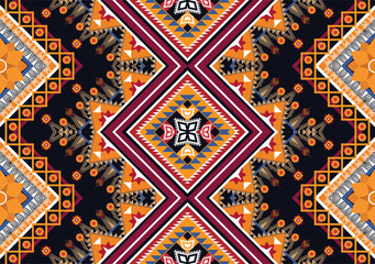 Ethnic abstract geometric flower pattern Design for background, carpet, clothing, wrapping, fabric, cover, textile