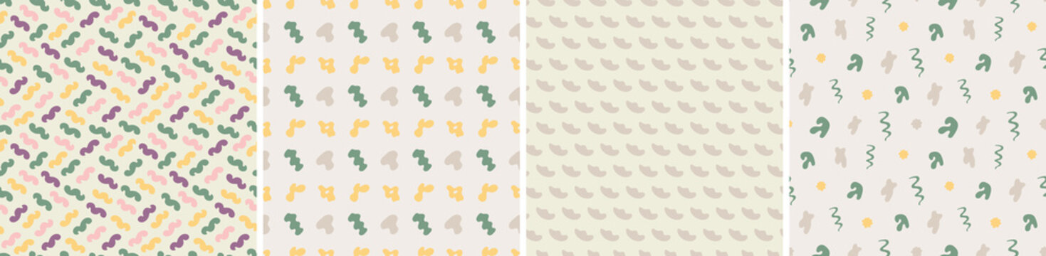 Set of seamless patterns. Colorful surface design