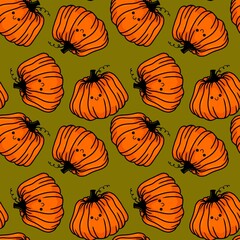 Halloween seamless cute pumpkins pattern for textiles and packaging and gifts and kids and wrapping paper