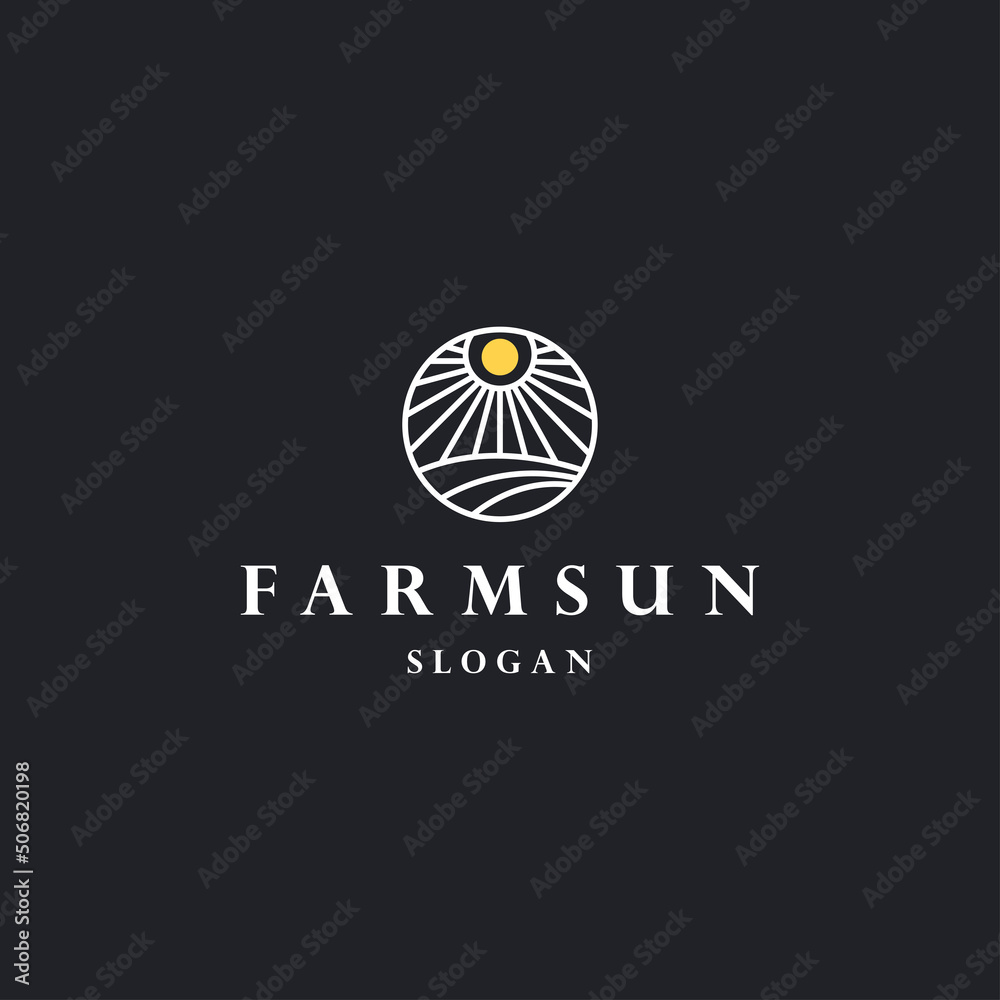 Wall mural Farm sun logo icon flat design template 