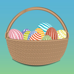 Colorful eggs in basket happy easter vector illustration 