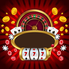  Golden slot machine with 777 numbers casino vector 