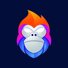 apes monkey head colorful gradient logo vector