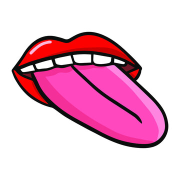 Woman lips with tongue
