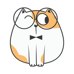 Cat doodle cute. Funny cartoon character. Vector illustration.