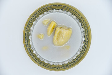 Rice Balls in Sweet  Coconut Milk (Bualoy) - Thai food, top view on white background.