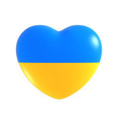Ukrainian symbols, Heart Ukraine flag, yellow and blue, 3d render