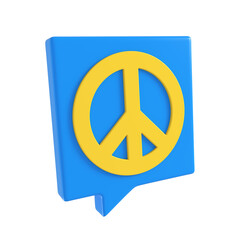 Ukrainian symbols, Peace concept with Ukraine yellow and blue speech bubble, 3d render