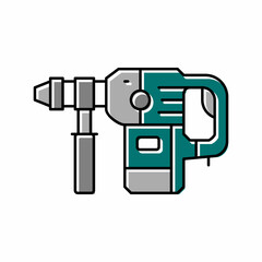 rotary hammer tool color icon vector illustration