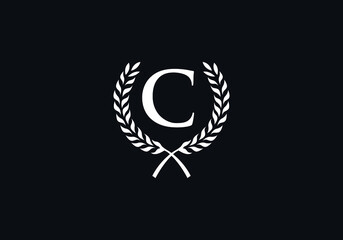 luxury and laurel wreath logo design design vector with letter and alphabet C