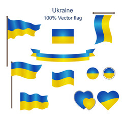 Ukraine national flag vector on isolated background