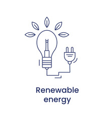 Renewable energy icon, ESG environmental concept. Line illustration isolated on a white background.