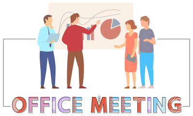 Training of office staff, teamwork, business meeting concept. Team thinking and brainstorming. Analytics of company information. People working, discussing business. Colleagues during office work