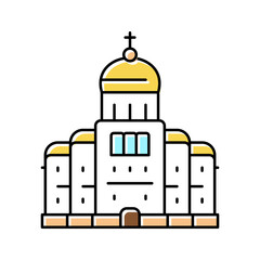 church or monastery christianity building color icon vector illustration