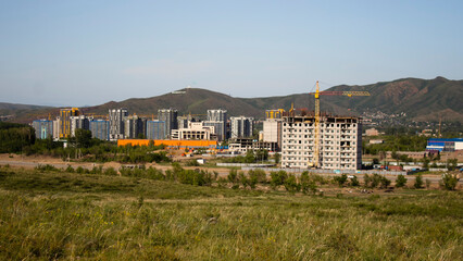 Urban landscape. Construction site. Building under construction. 