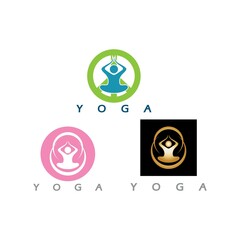 logo design of people doing yoga symbol icon illustration vector