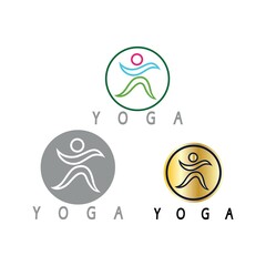 logo design of people doing yoga symbol icon illustration vector