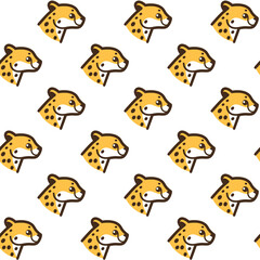 Fototapeta premium Seamless trendy animal pattern with cheetah head. Outline vector illustration for prints, clothing, packaging and postcards.