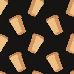 Vector flat hand drawn seamless pattern with coffee