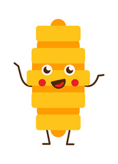 Funny Pasta Cartoon Character. Italian Macaroni. Vector illustration