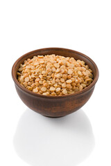 dried peas in a bowl on a white background, isolated