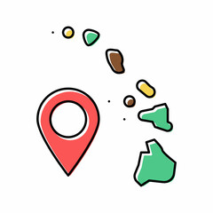 island hawaii map location color icon vector illustration