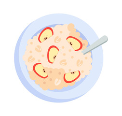 Muesli with apples. Healthy food. Vector illustration