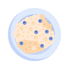 Muesli with blueberries. Healthy food. Vector illustration