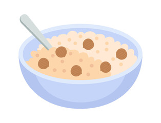 Oatmeal breakfast in a bowl. Vector illustration