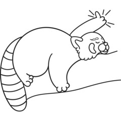 Cute and chubby red panda. Vector line for postcards, for printing, for design, for posters, for decoration. Can be used as stickers or coloring books. As a way to express your emotions.
