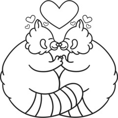 Cute and chubby red panda. Vector line for postcards, for printing, for design, for posters, for decoration. Can be used as stickers or coloring books. As a way to express your emotions.