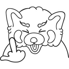 Cute and chubby red panda. Vector line for postcards, for printing, for design, for posters, for decoration. Can be used as stickers or coloring books. As a way to express your emotions.