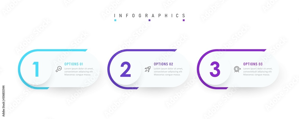 Wall mural vector infographic label design template with icons and 3 options or steps. can be used for process 